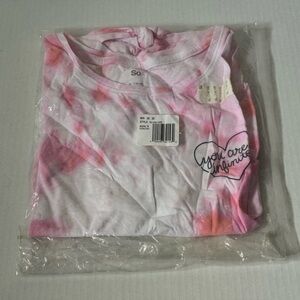 NWT - Kohl’s SO Pink and White Tie-Dye Heart Tee
